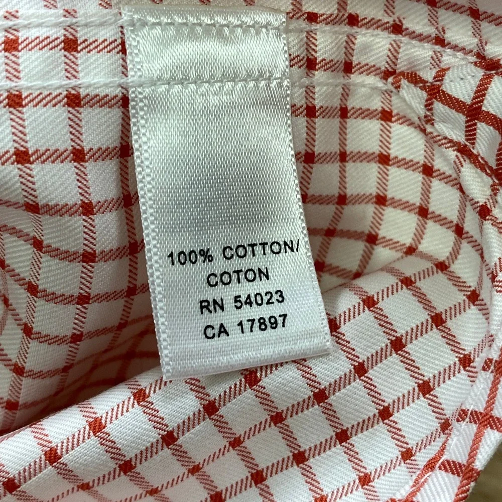 Banana Republic Shirt Men XL Classic Red White Windowpane Cotton Button Down Ivy
